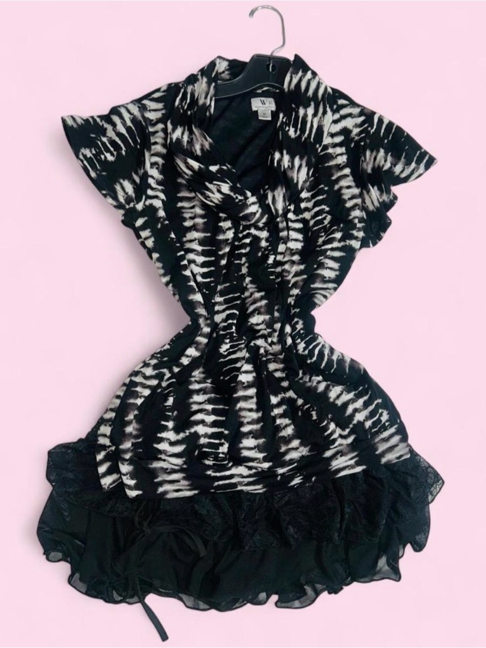 Y2K black & white coquette blouse